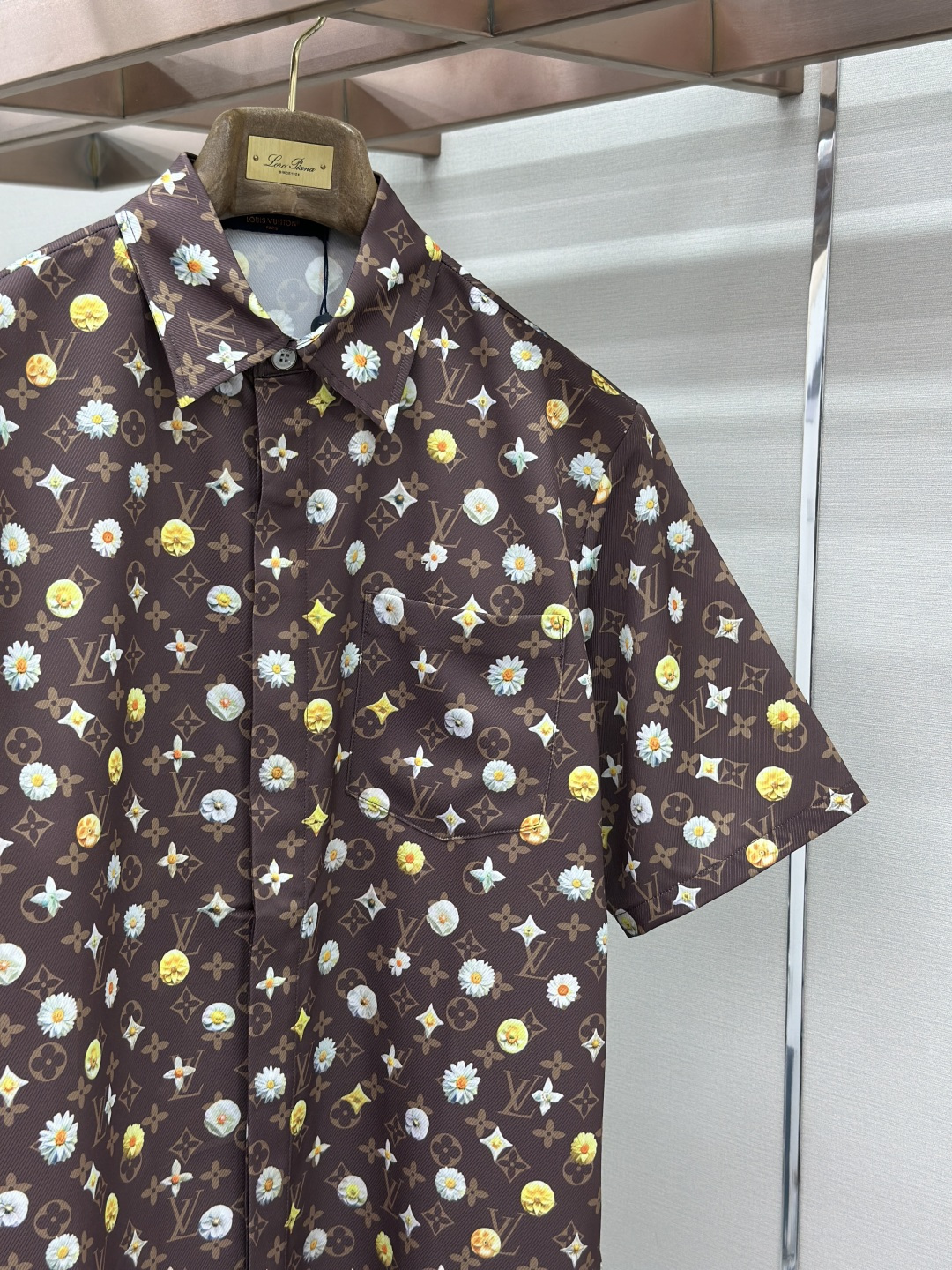 Louis Vuitton LOUIS VUITTON 路易威登 深棕雏菊Monogram桑蚕丝短袖衬衫