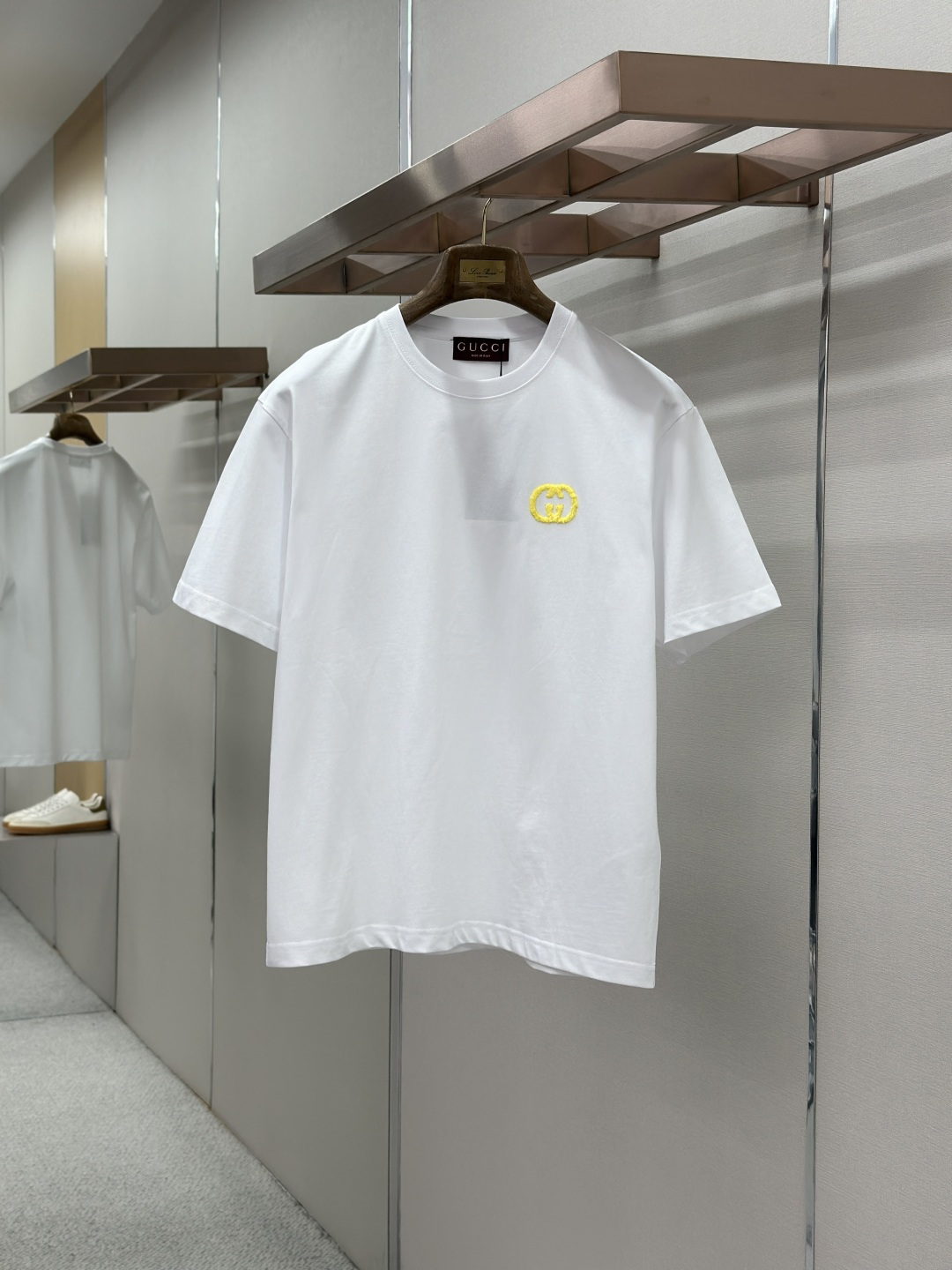 Gucci GUCCI 植绒针织棉圆领短袖T恤