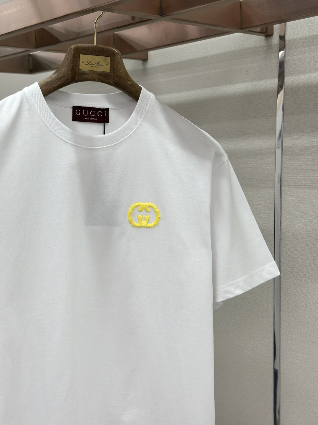 Gucci GUCCI 植绒针织棉圆领短袖T恤
