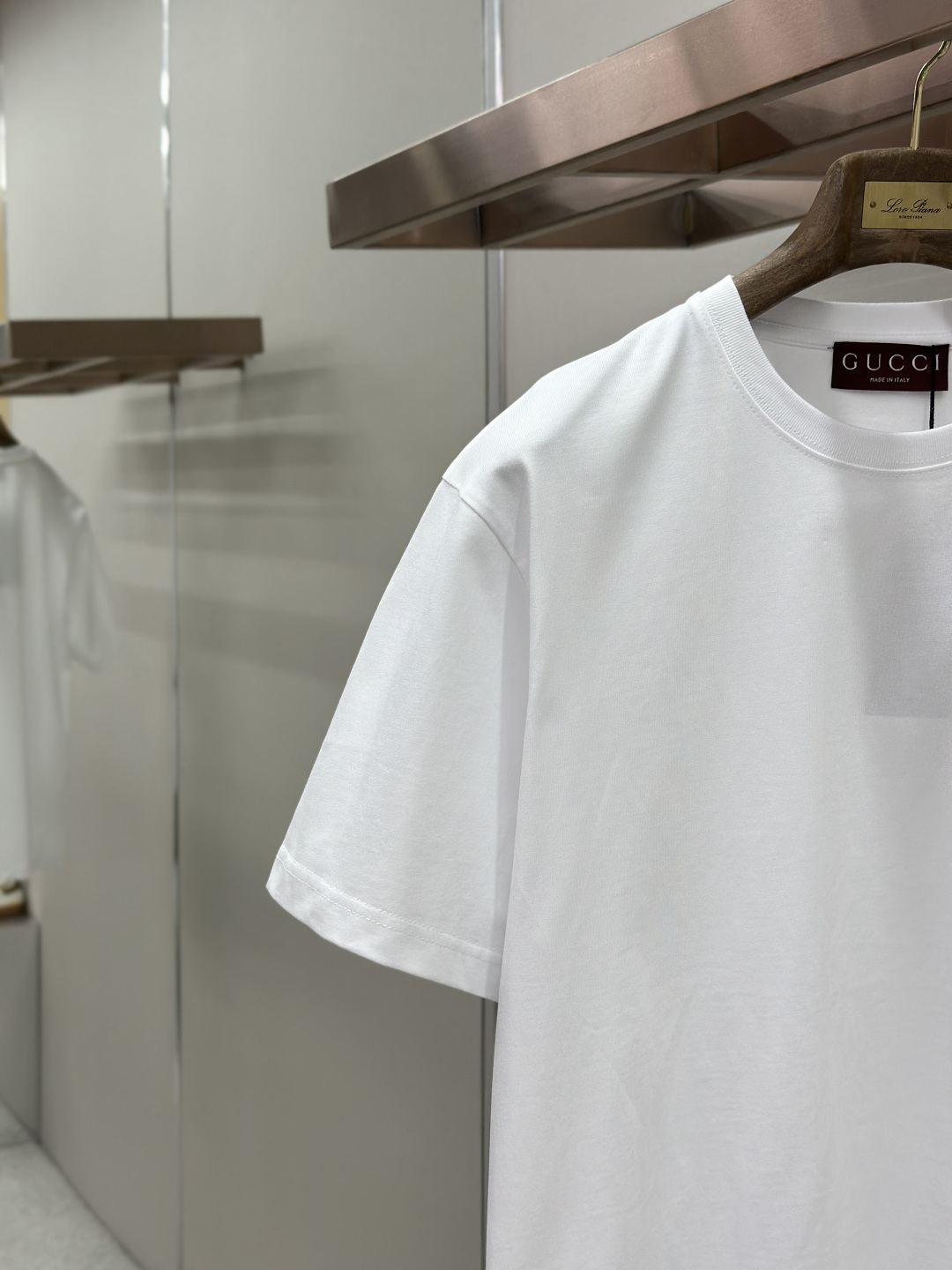 Gucci GUCCI 植绒针织棉圆领短袖T恤