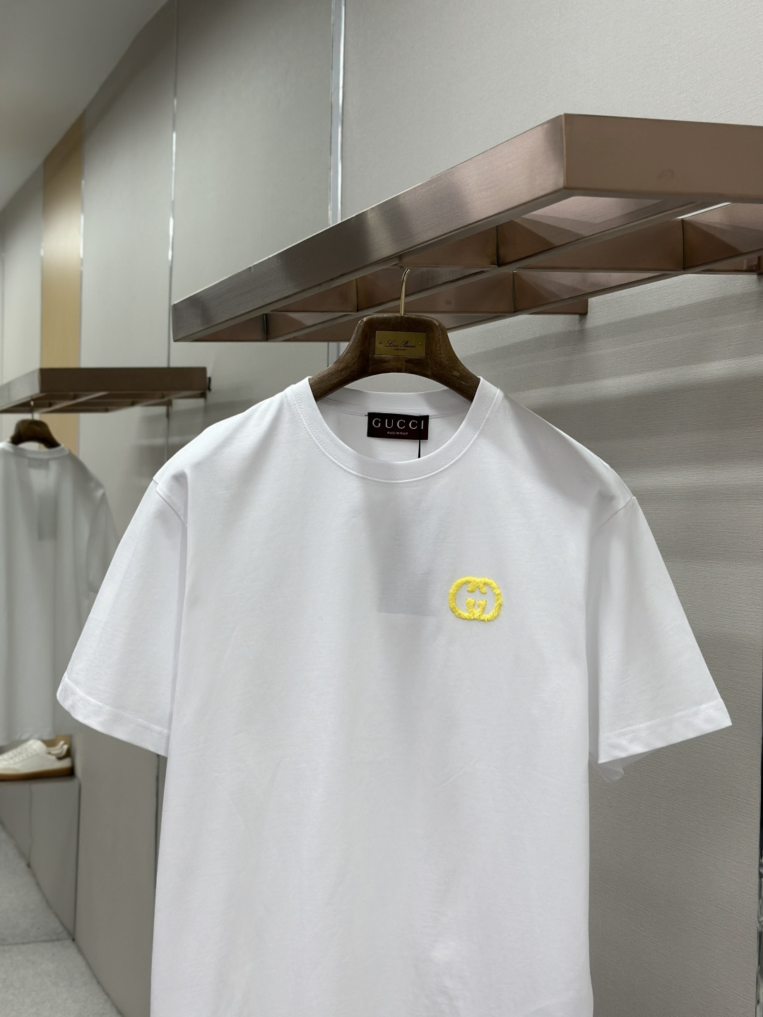 Gucci GUCCI 植绒针织棉圆领短袖T恤