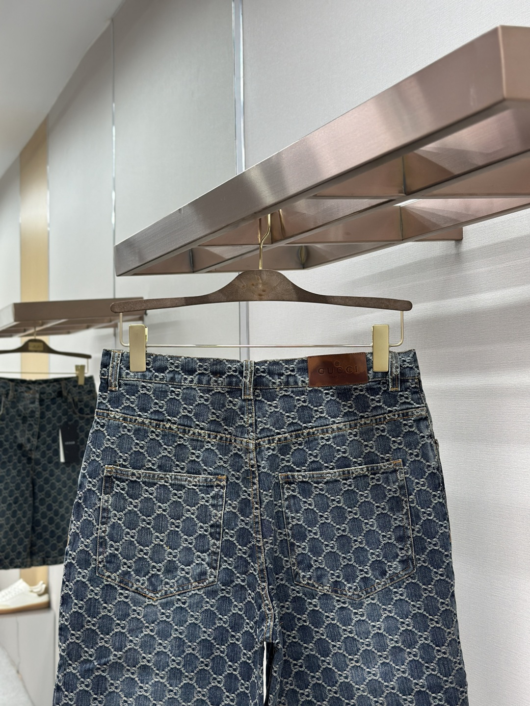 Gucci Gucci古驰满印牛仔短裤
