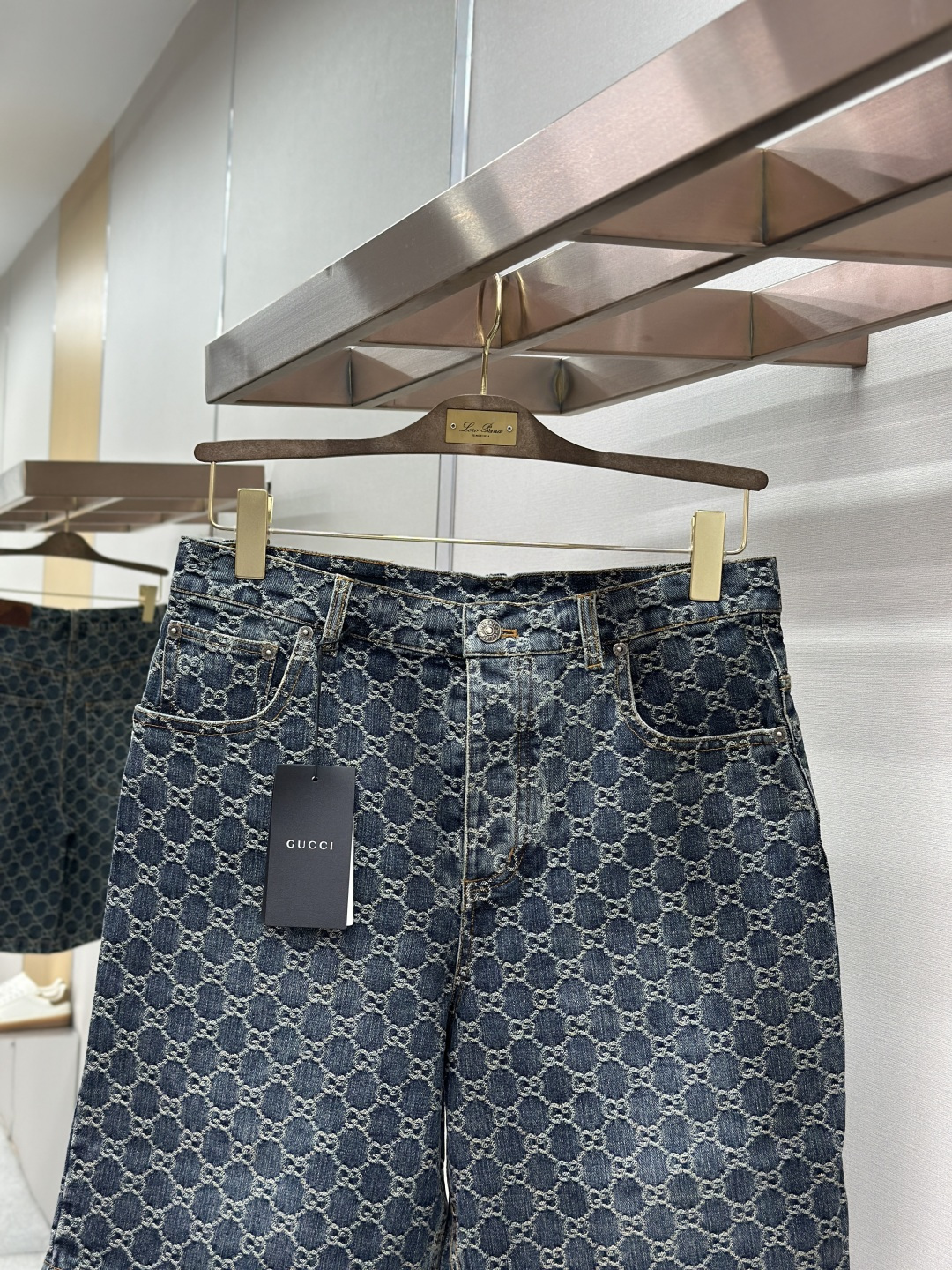 Gucci Gucci古驰满印牛仔短裤