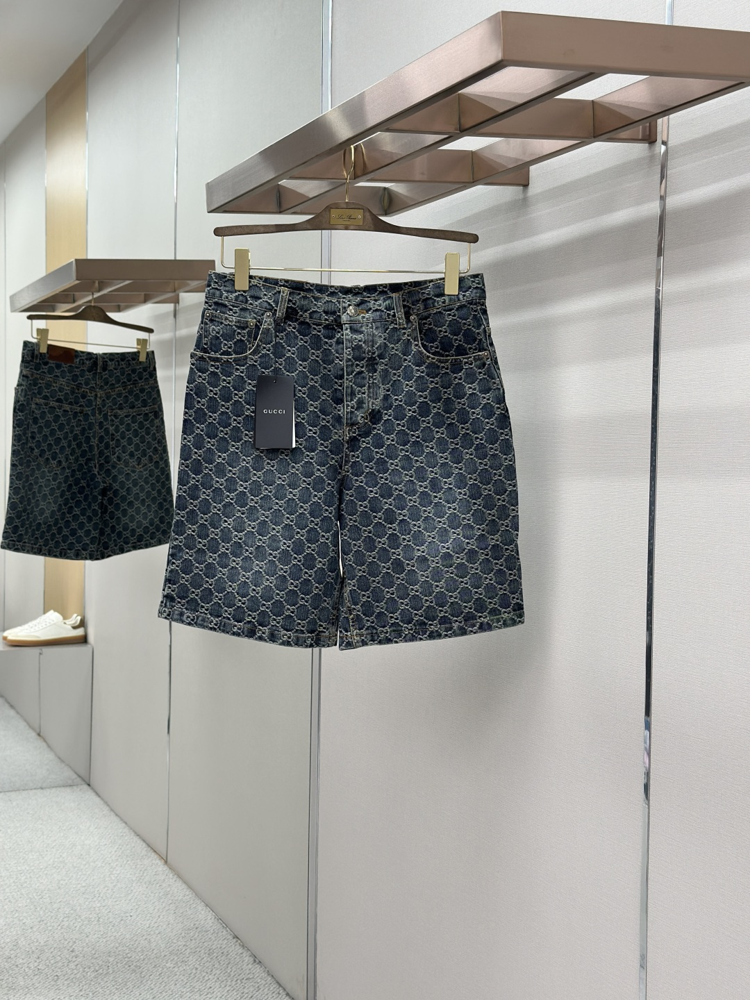 Gucci Gucci古驰满印牛仔短裤