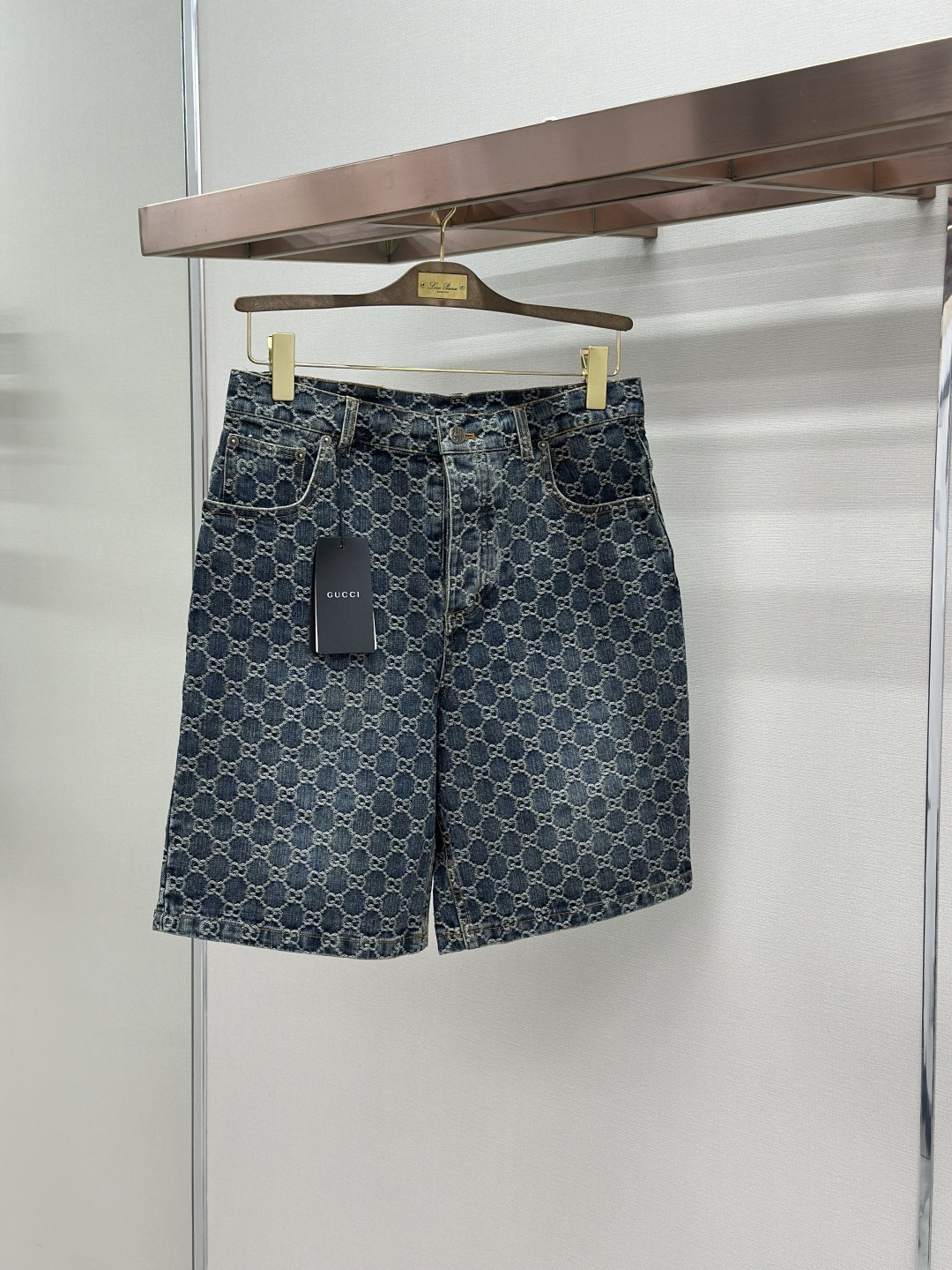 Gucci Gucci古驰满印牛仔短裤