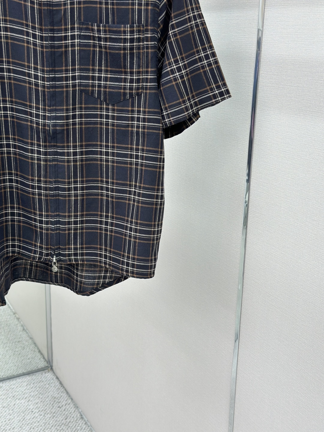 Chrome Hearts CH克罗心撞色格纹拉链翻领衬衫
