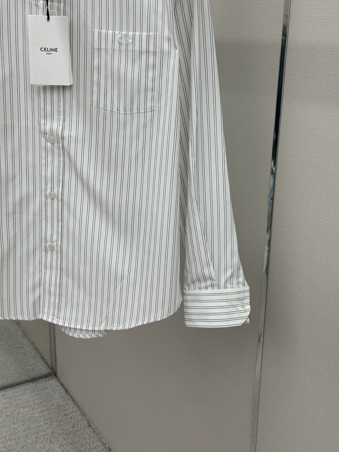 Celine Celine 条纹饰刺绣衬衫