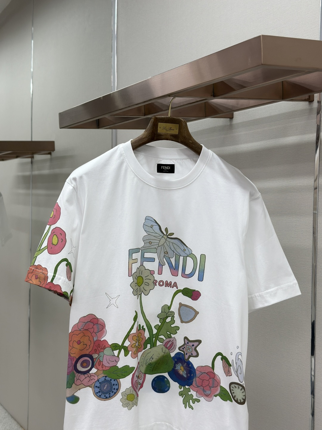 Fendi FENDI芬迪字母花卉印花短袖T恤