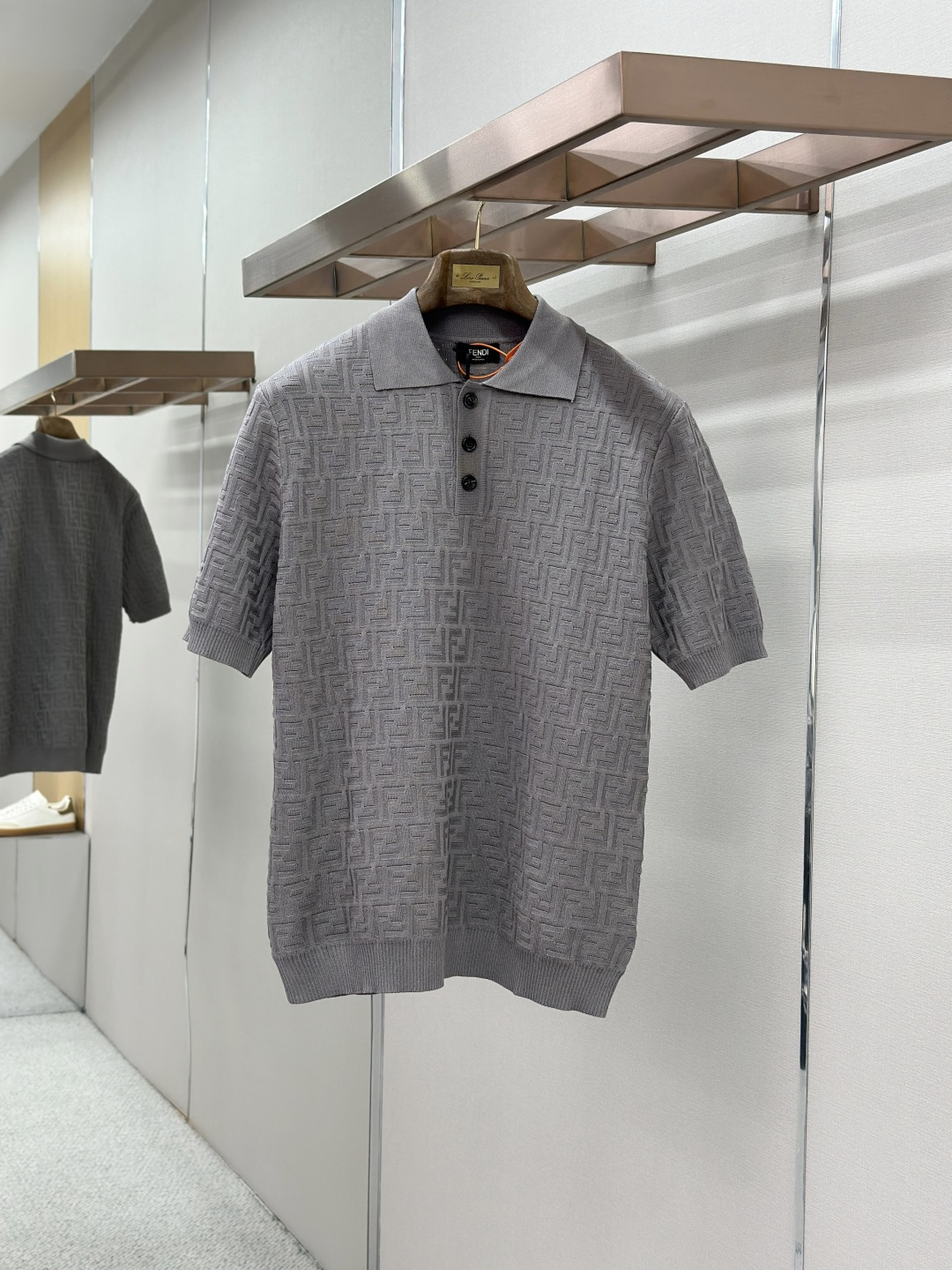 Fendi FENDI 满印FF提花Polo领针织衫