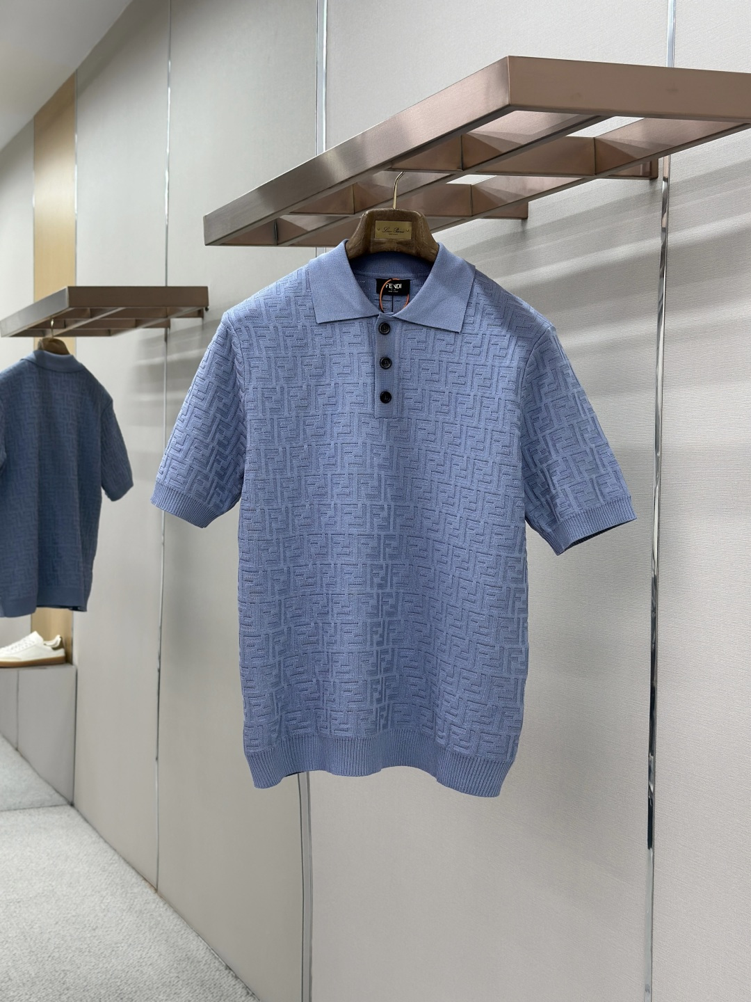 Fendi FENDI 满印FF提花Polo领针织衫