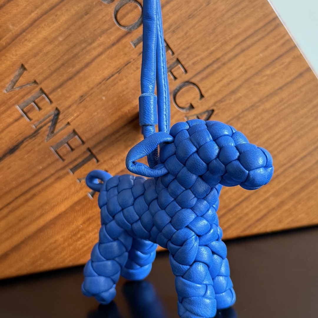 Bottega Veneta Blue Leather Woven Puppy Bag Charm, Cute Designer Dog Charm 2 cmp i1742483919181 7740 0 1