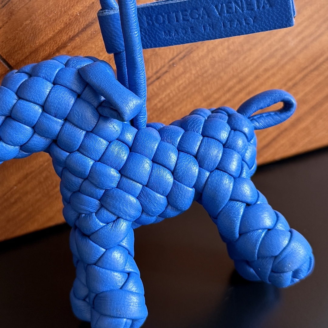 Bottega Veneta Blue Leather Woven Puppy Bag Charm, Cute Designer Dog Charm 6 cmp i1742483927584 3240 0 4