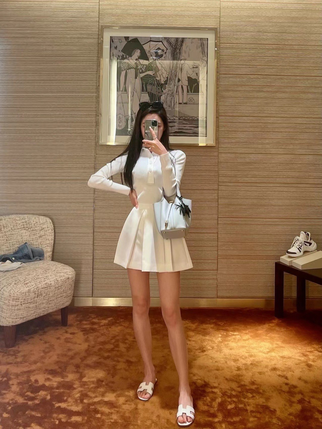 NO:888746,Blogger's matching demonstration-exquisite, white, stylish, easy to wear, slippers, slippers19860909博主搭配示范- 精致 显白 洋气 好穿搭,拖鞋,slippers,Women's Shoes
