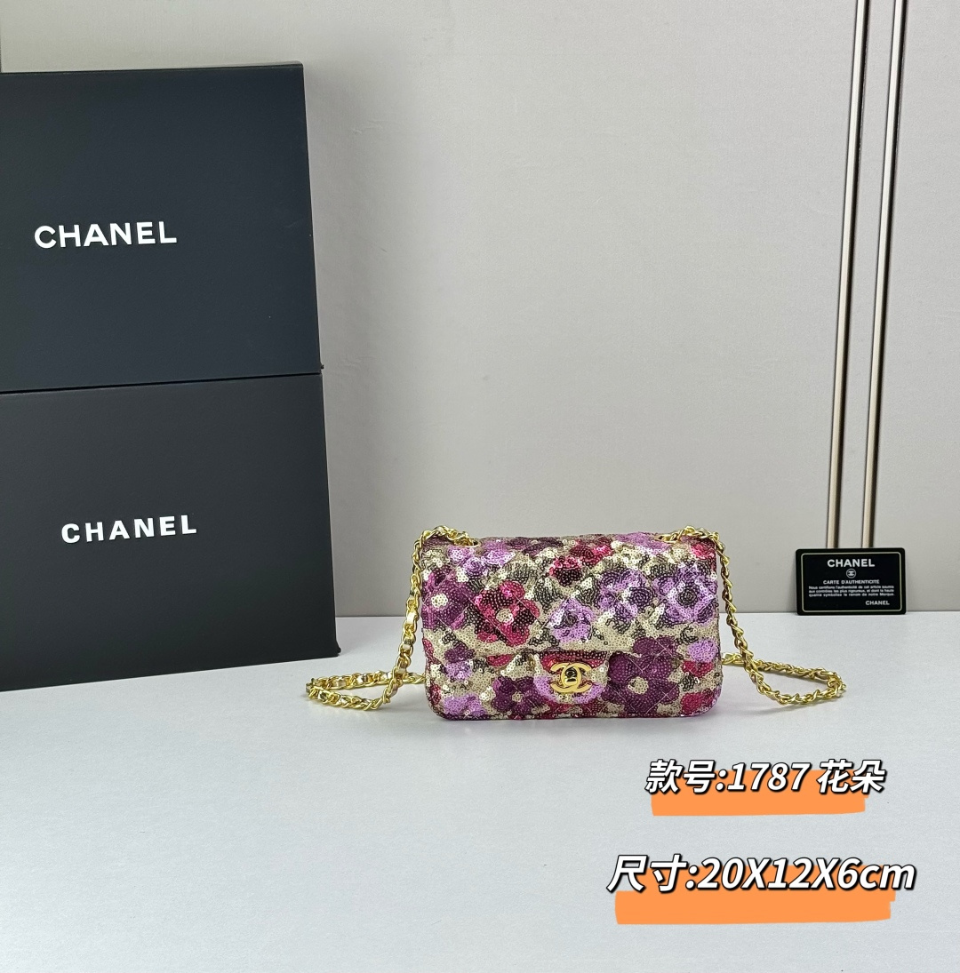 香奈儿CHANEL亮片CF链条包百搭经典 精致的一只真的超级无敌巨可爱仙气满满 小姐姐日常必入款款号:1