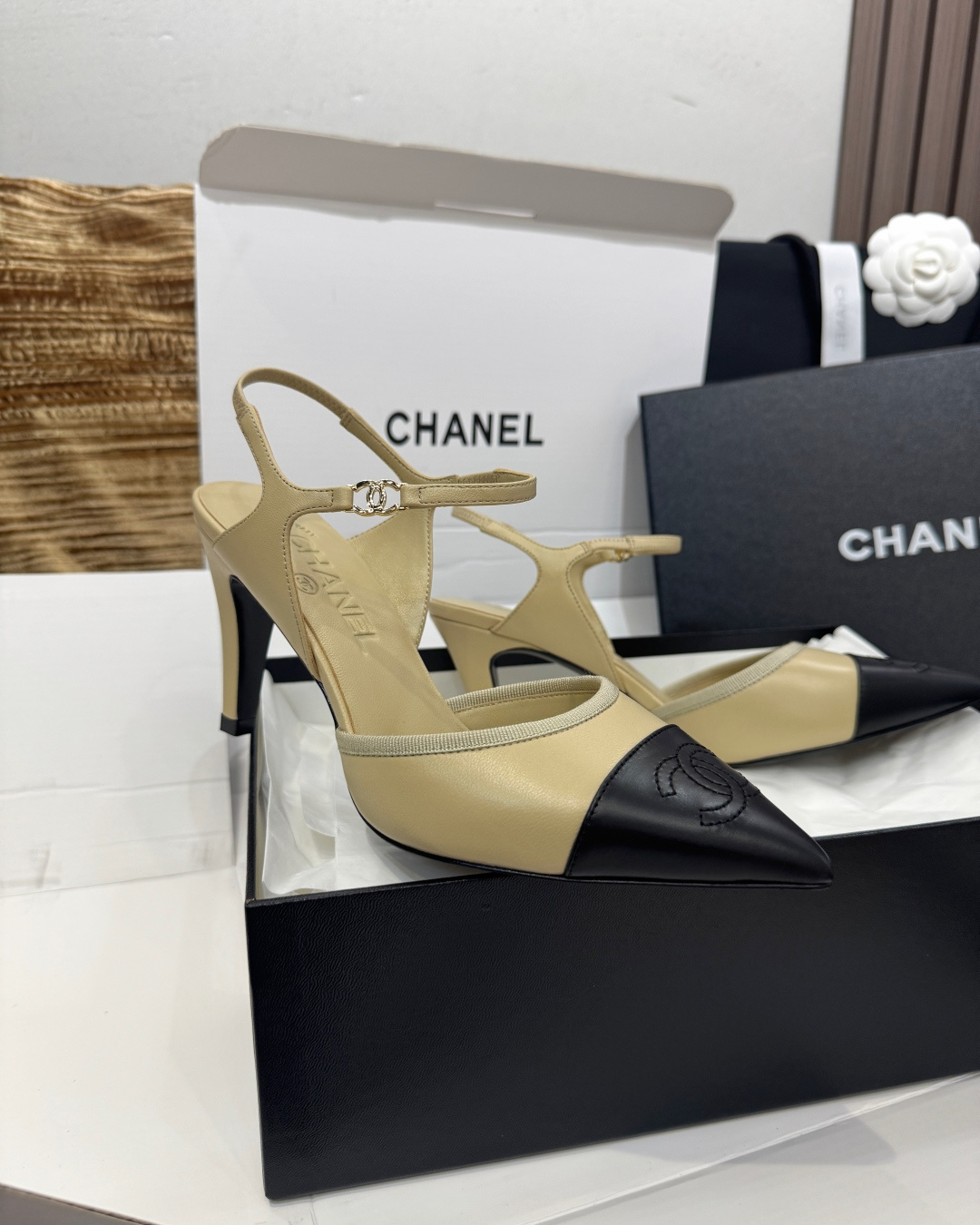 샤넬 컬러 블록 레이스업 샌들 42431 이미지 4