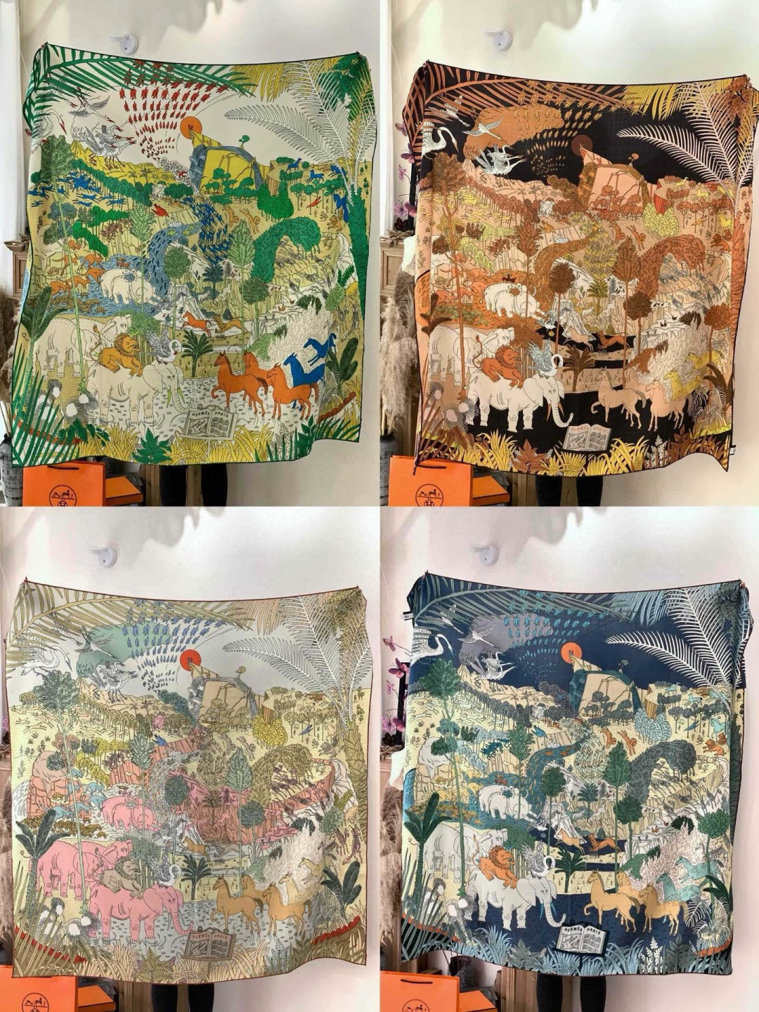 爱马仕～秋冬搭配利器❗️顶级双面同色真丝羊绒披肩！！1条等于2条】点睛精彩，图案和配色都超级喜欢，又一款