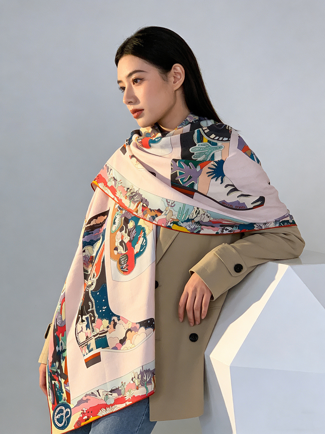 羊绒新款🆕👏👏买了都说好看‼️推荐💕爱马仕双面同色羊绒方巾【双面同色140】，顶级工艺超值‼️爱马仕专柜