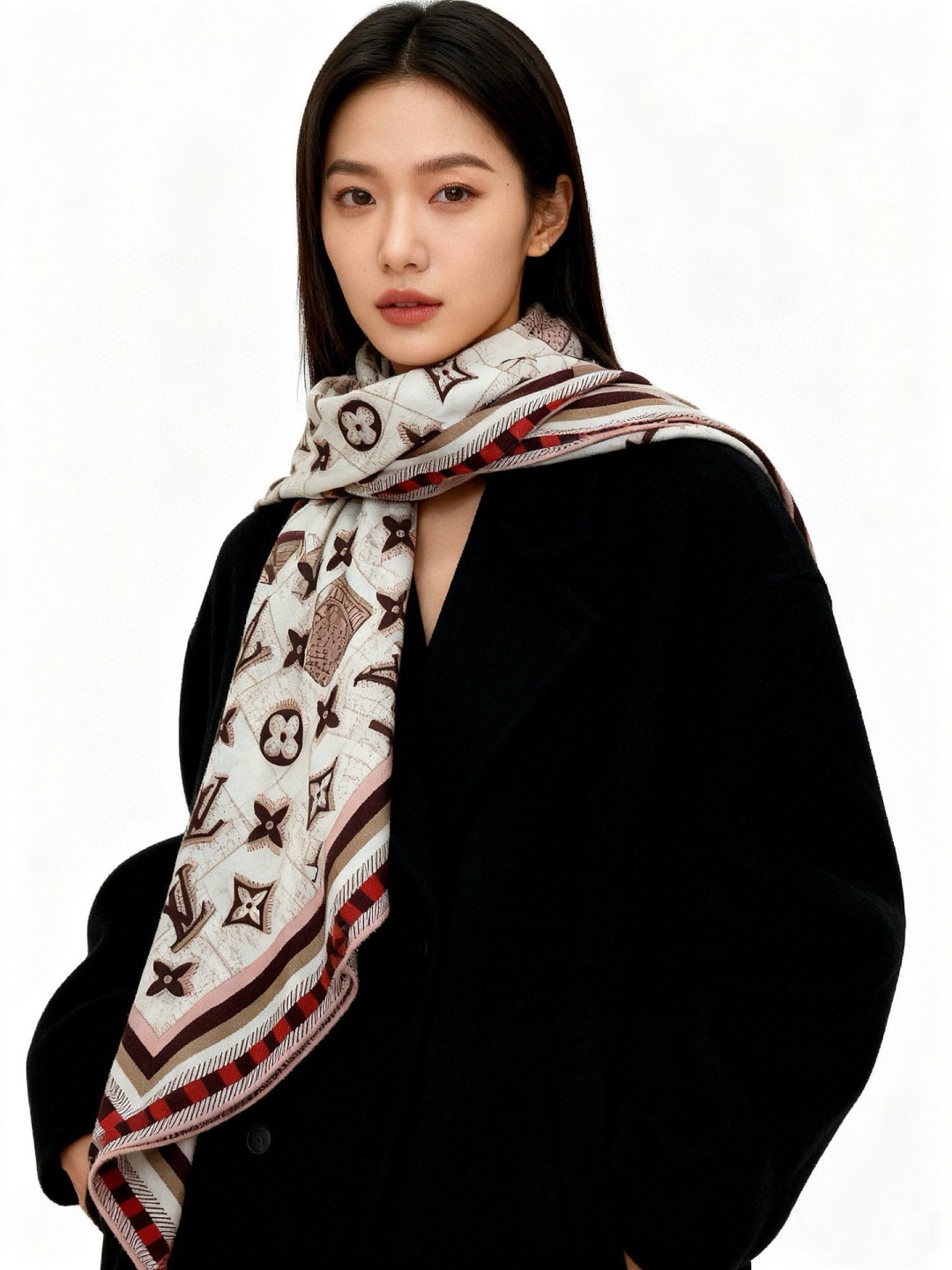 LV x TM 140披肩【140顶级丝绒双面同色披肩】本款LVxTMMonogram Multicol