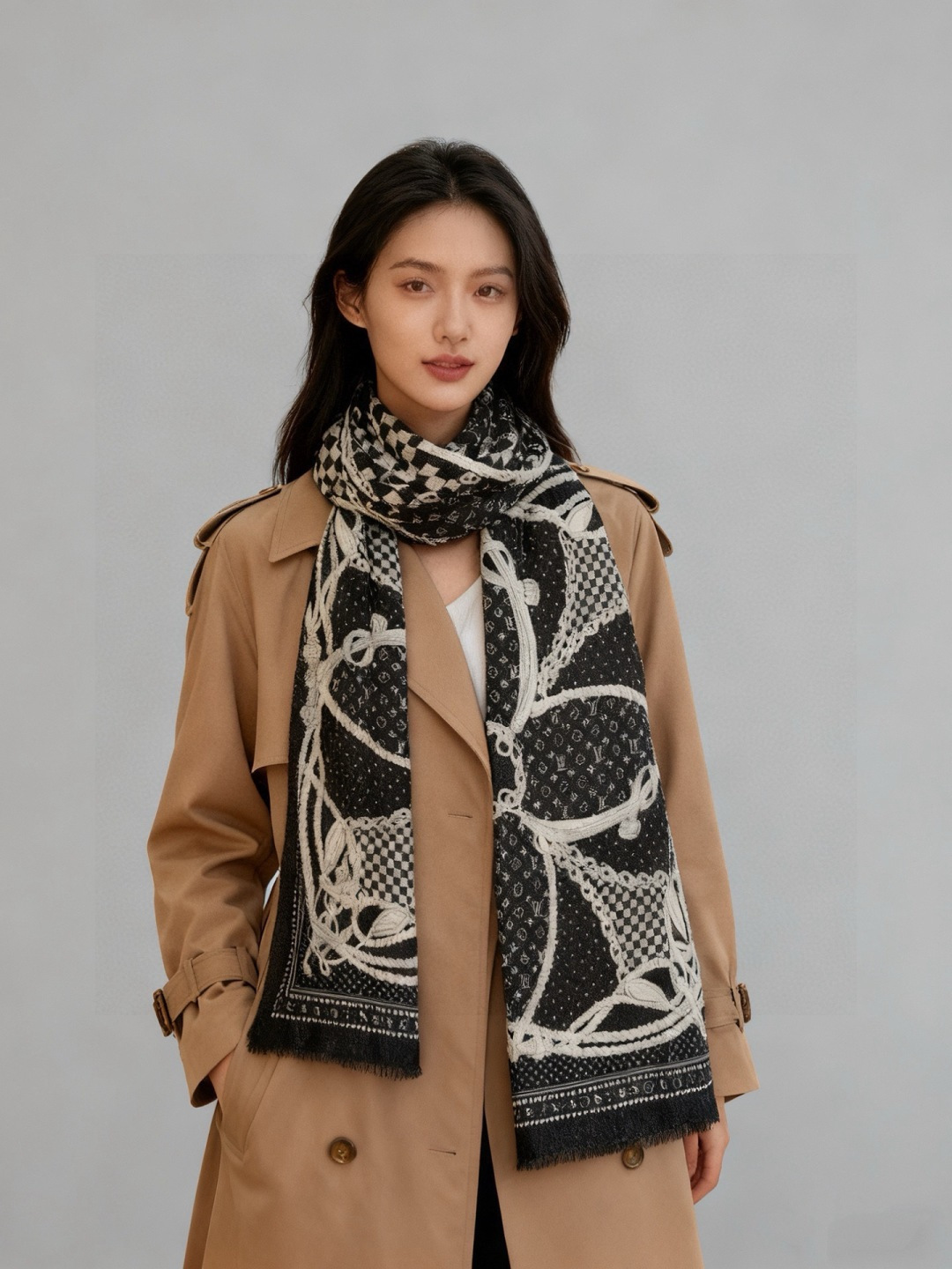 会发光发亮的围巾 💄💋新款客供亮片💖羊绒面料长巾 😘美翻了[流泪]【彩色山茶花银线长巾】御用殿堂级极‼️