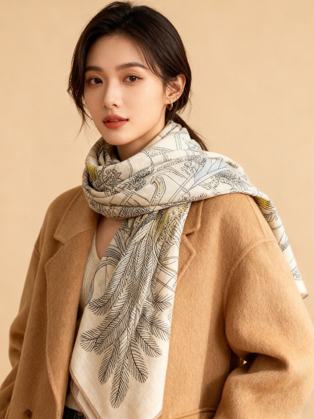 羊绒新款🆕👏买了都说好看‼️推荐💕爱马仕双面同色羊绒方巾，【奇珍乐园双面同色140】顶级工艺超值‼️爱马