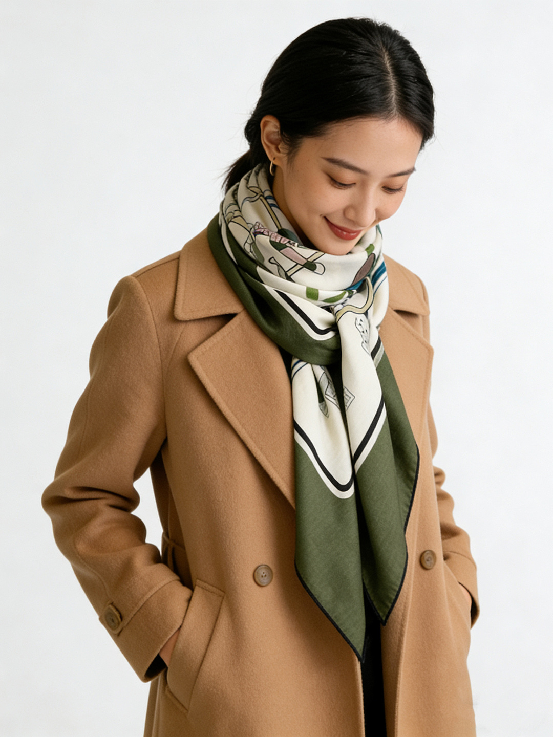 💟Gucci~140双面丝毛披肩马鞍细节和骑马图案以精致色调匠心呈献，意在向品牌与马术世界的深厚渊源致敬