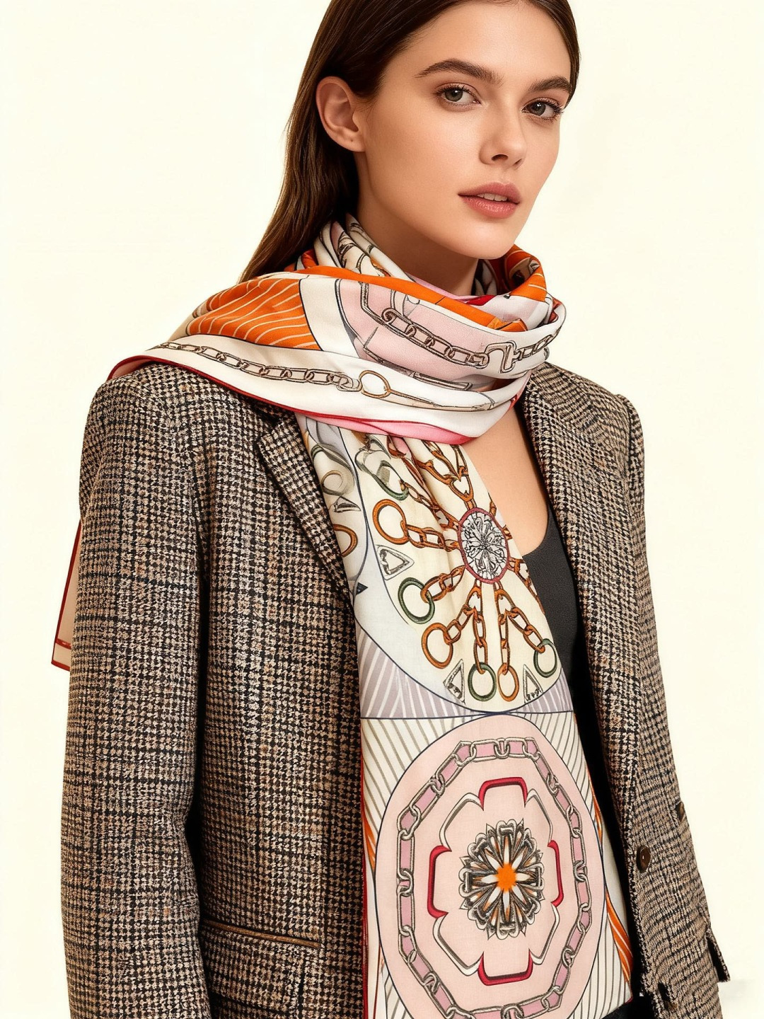 💟2025年早秋上新💞【双面同色丝绒方巾】手工卷边山羊绒和真丝混纺披肩（70%山羊绒，30%桑蚕丝）这款