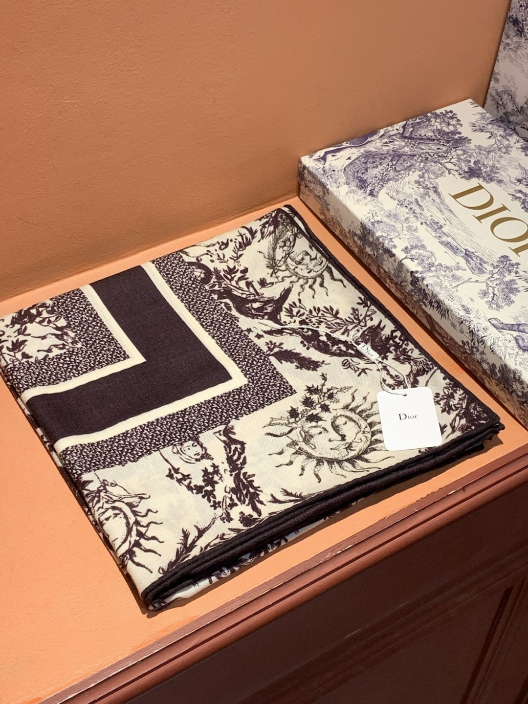 Dior 140丝绒双面同色印花披肩这款 Dior 丝绒披肩以彼得罗•鲁福（Pietro Ruffo）设