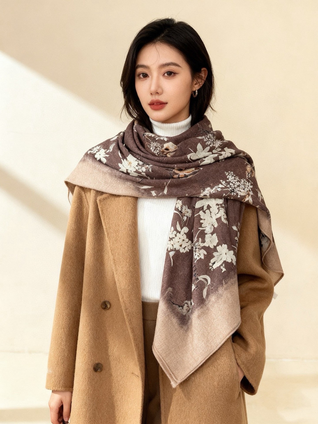 Dior 140丝绒双面同色印花披肩Millefiori 图案这款披肩饰以多色 Millefiori 图