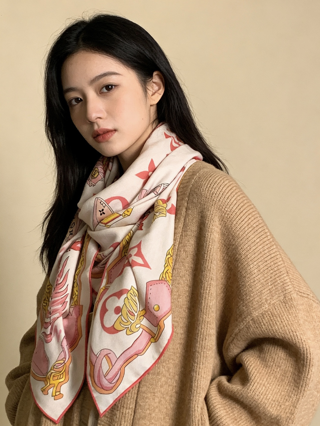 LV x TM 140披肩【140顶级丝绒双面同色披肩】本款LVxTMMonogram Multicol