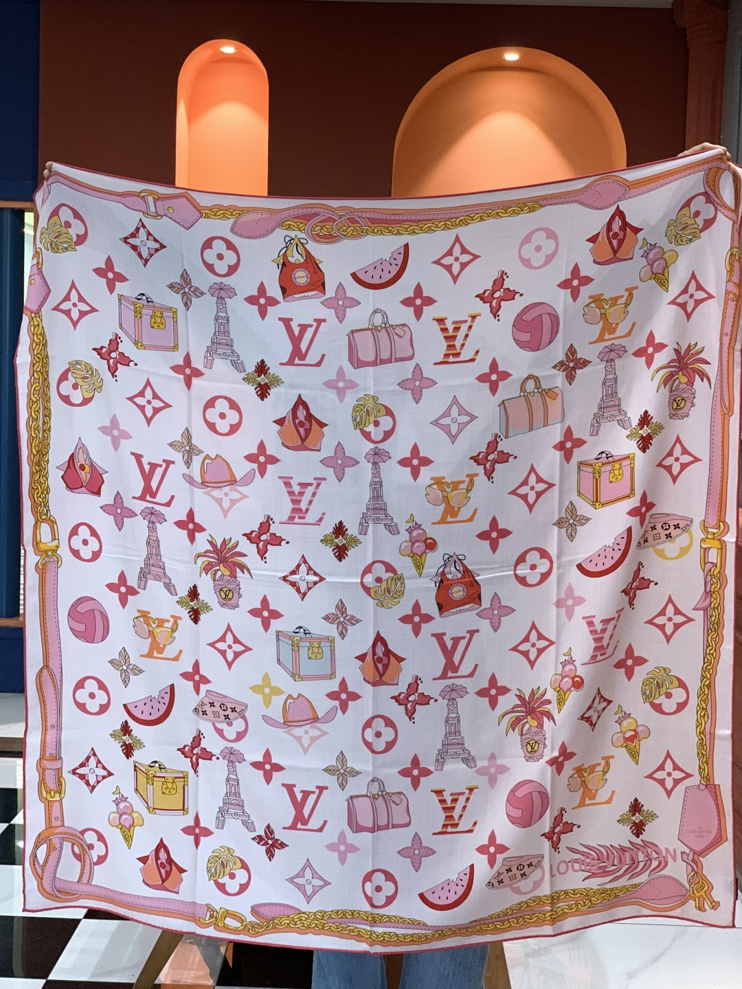 LV x TM 140披肩【140顶级丝绒双面同色披肩】本款LVxTMMonogram Multicol