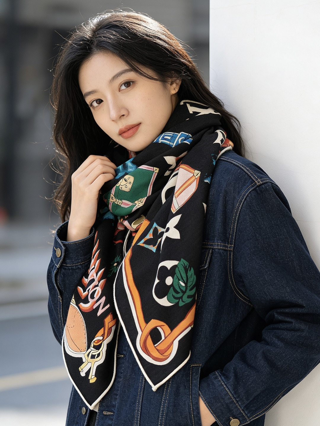 LV x TM 140披肩【140顶级丝绒双面同色披肩】本款LVxTMMonogram Multicol