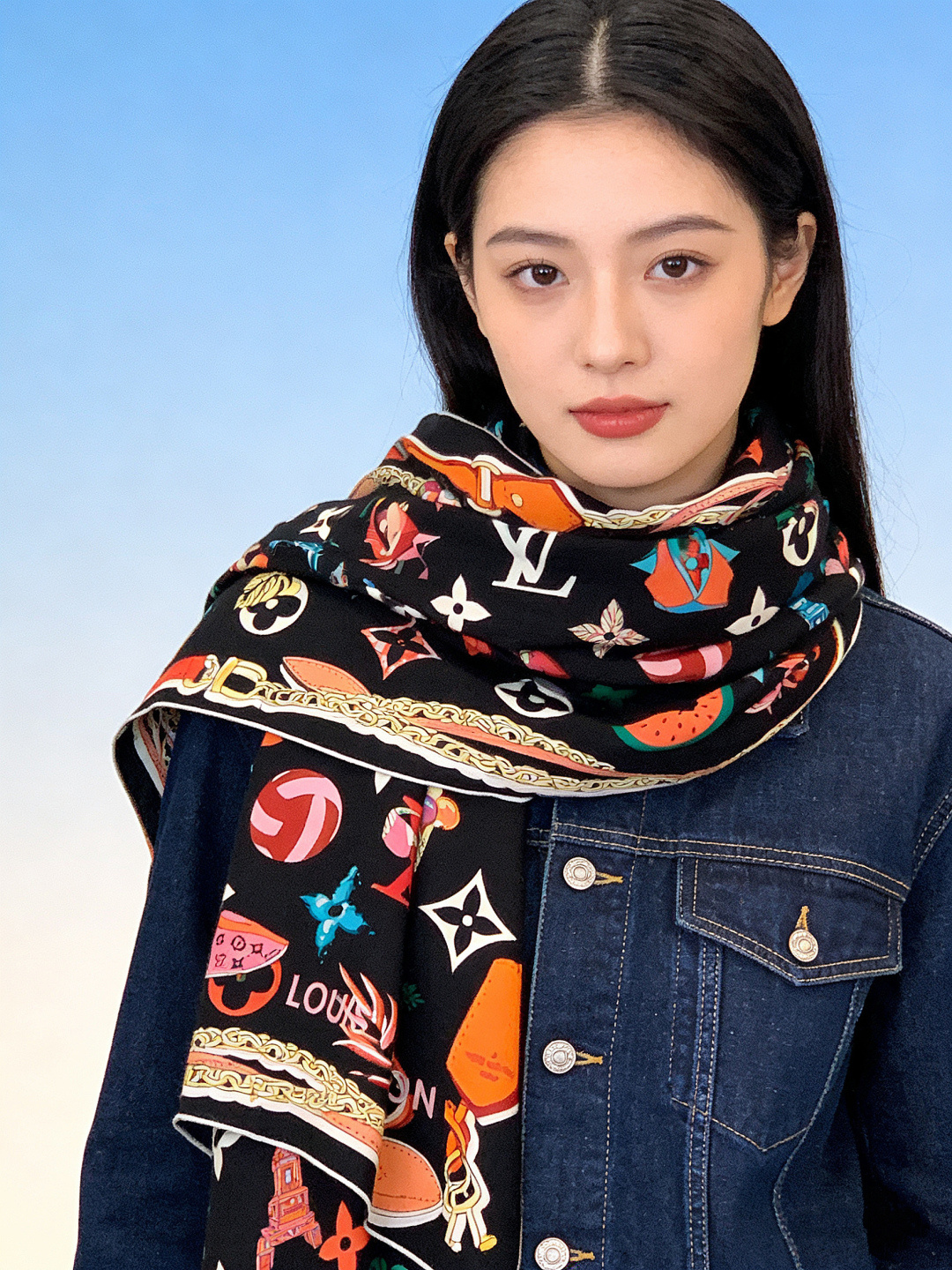 LV x TM 140披肩【140顶级丝绒双面同色披肩】本款LVxTMMonogram Multicol