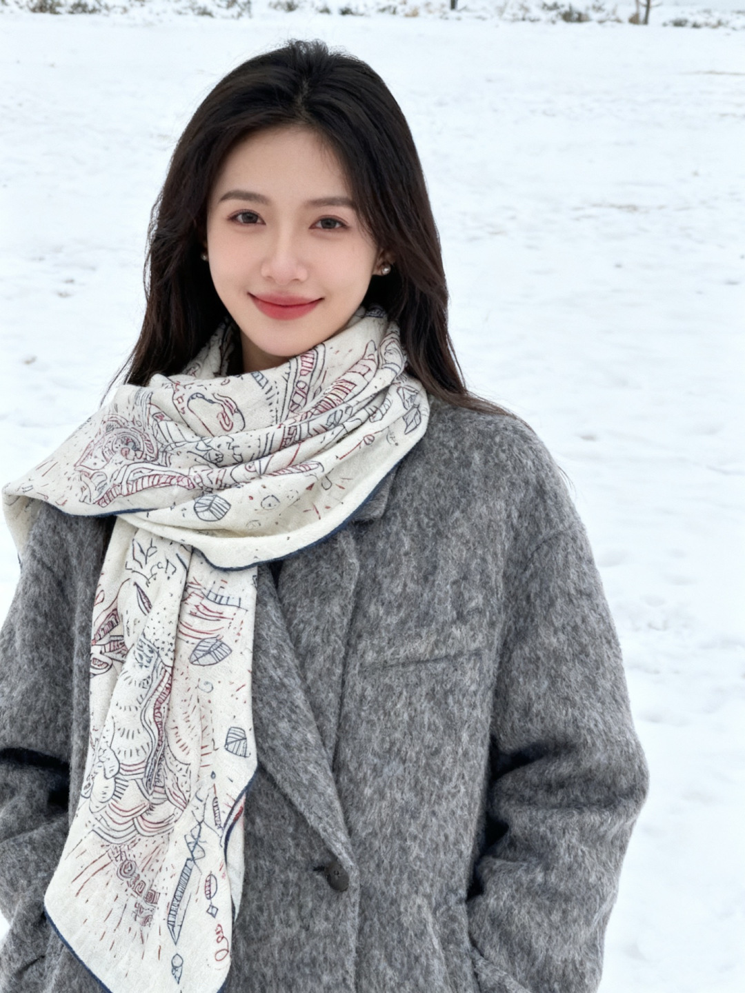 “正在接通中”140方巾～Hermes 手工卷边丝绒方巾（30%桑蚕丝70%羊绒）这款爱马仕的经典单品展