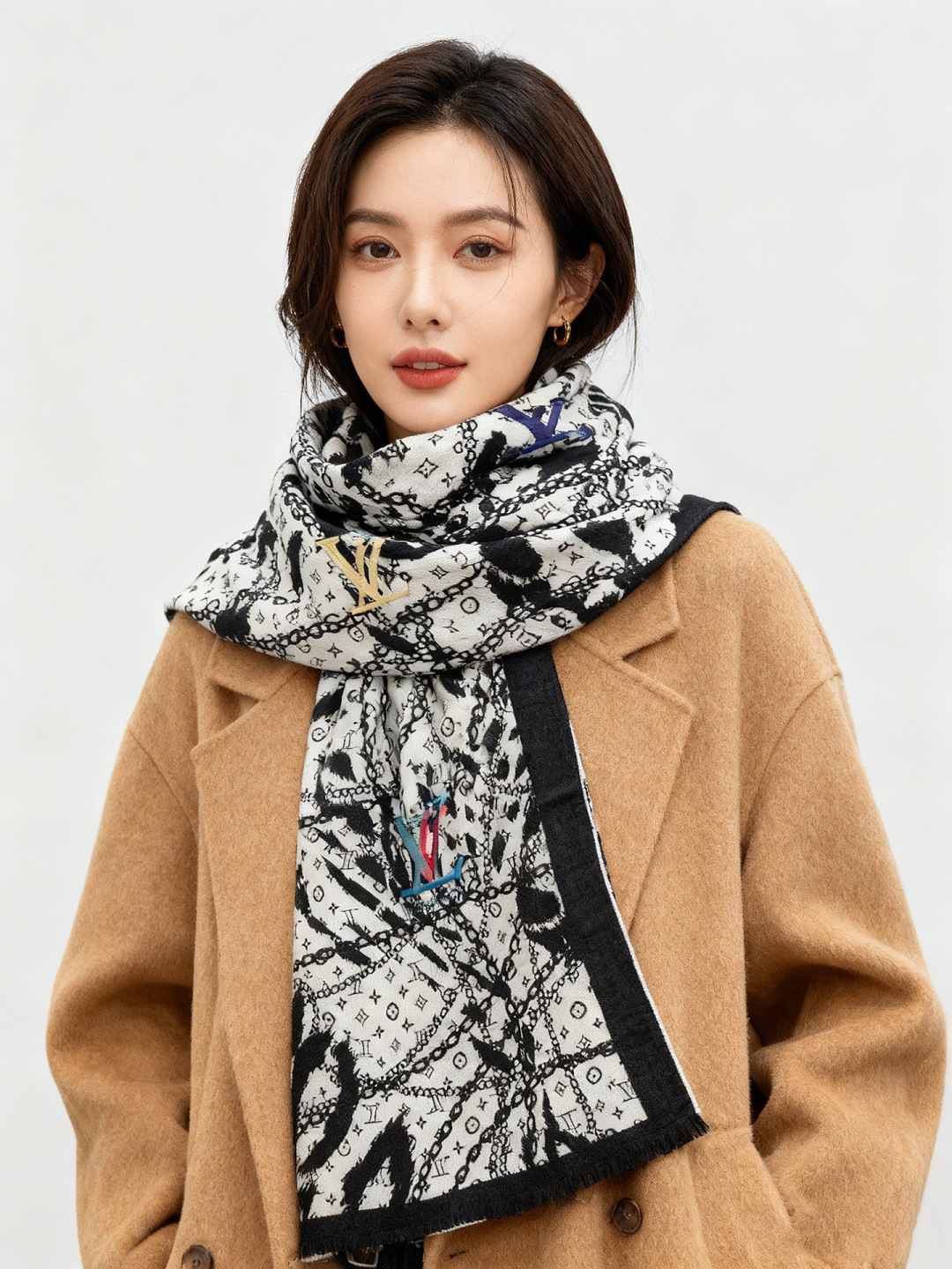 LV x TM 140披肩【140顶级丝绒双面同色披肩】本款LVxTMMonogram Multicol