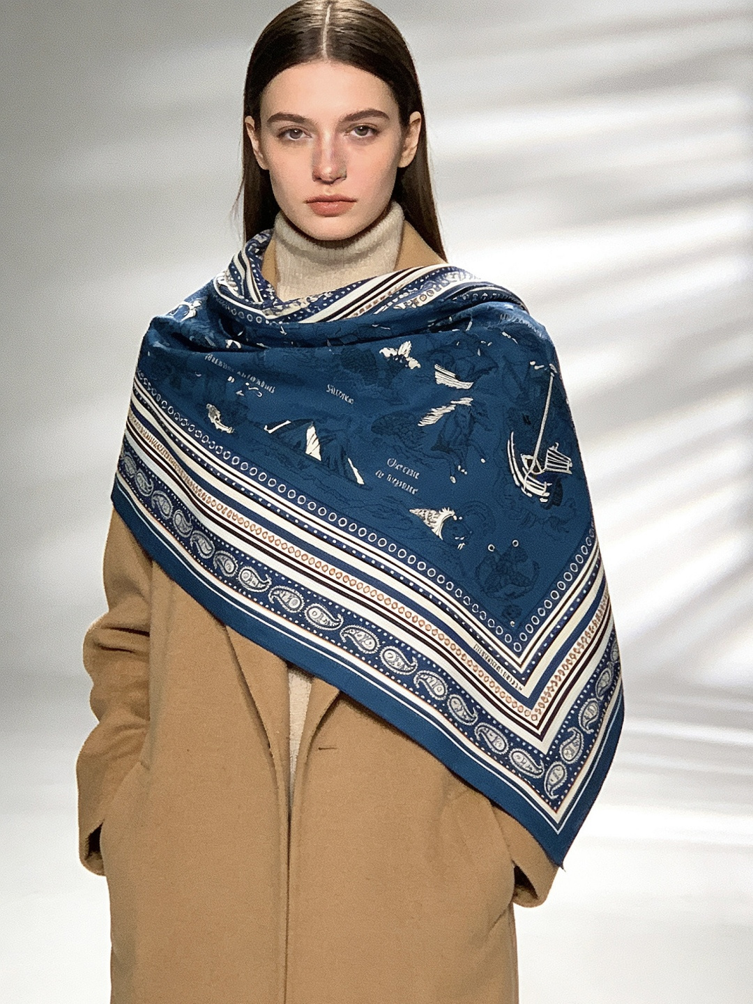 羊绒新款🆕👏👏买了都说好看‼️推荐💕爱马仕双面同色羊绒方巾【水手纹身双面同色140】，顶级工艺超值‼️爱