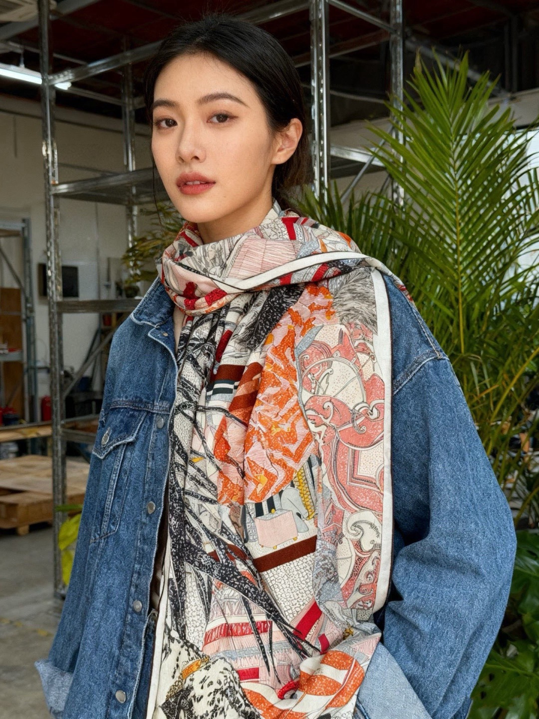 💟2025年秋冬抢先 上新💞【双面同色丝绒方巾】手工卷边山羊绒和真丝混纺披肩（70%山羊绒，30%桑蚕丝