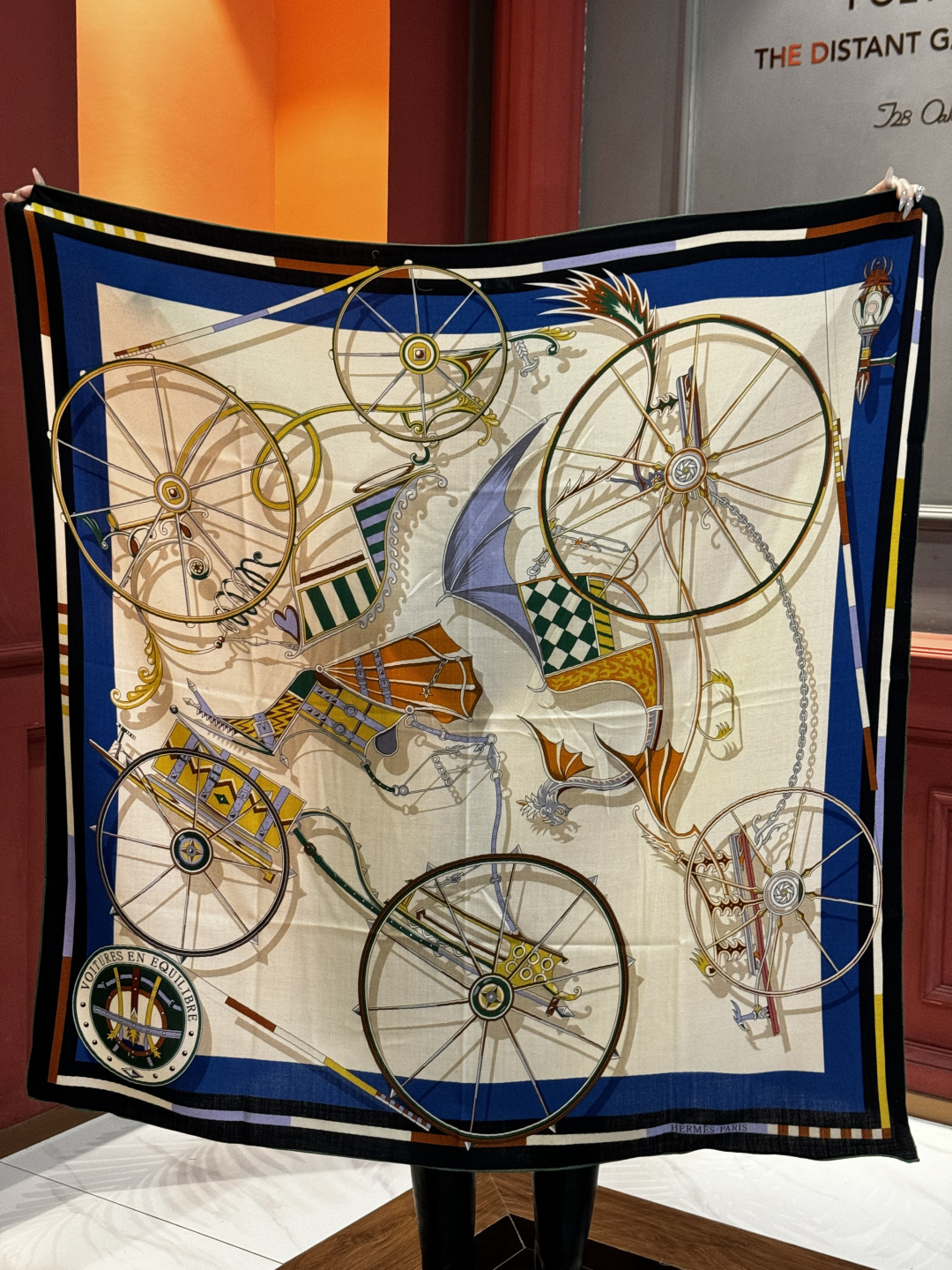 ❄️【双面同色】原单爱马仕140cm丝绒方巾💕 《平衡马车》，没有体验过野村大辅的豪华马车，就不算拥有丰