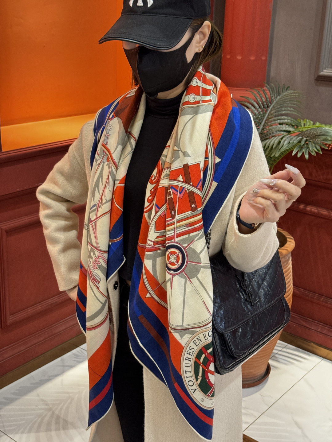 ❄️【双面同色】原单爱马仕140cm丝绒方巾💕 《平衡马车》，没有体验过野村大辅的豪华马车，就不算拥有丰