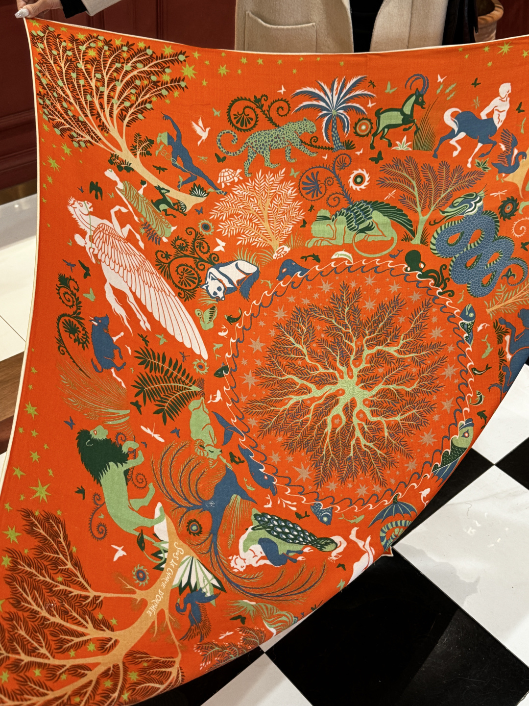 ❄️【双面同色】原单爱马仕140cm丝绒方巾💕 《平衡马车》，没有体验过野村大辅的豪华马车，就不算拥有丰