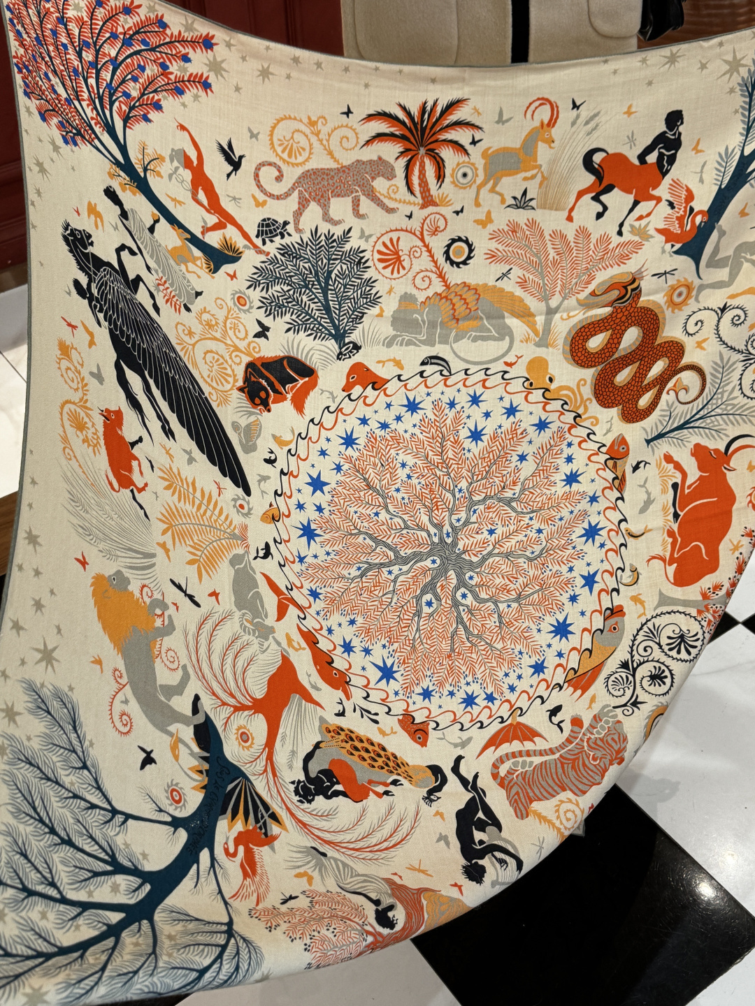 ❄️【双面同色】原单爱马仕140cm丝绒方巾💕 《平衡马车》，没有体验过野村大辅的豪华马车，就不算拥有丰