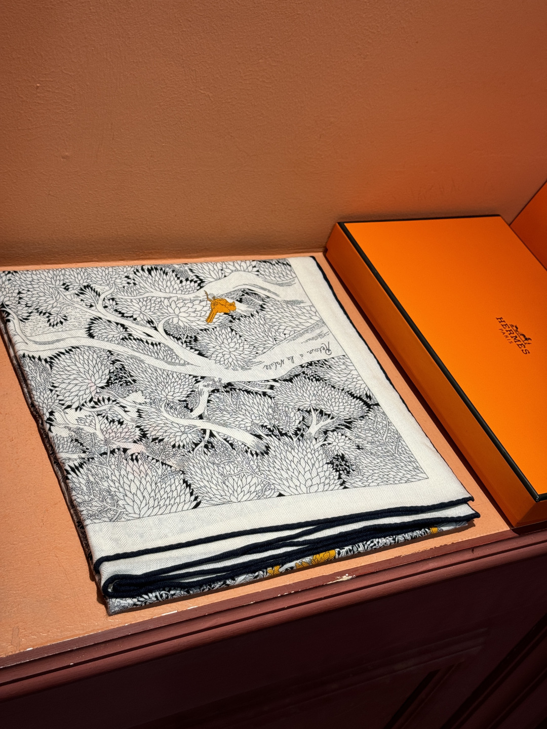 爱马仕～秋冬搭配利器❗️顶级双面同色 版真丝羊绒披肩！！1条等于2条】点睛精彩，图案和配色都超级喜欢，又