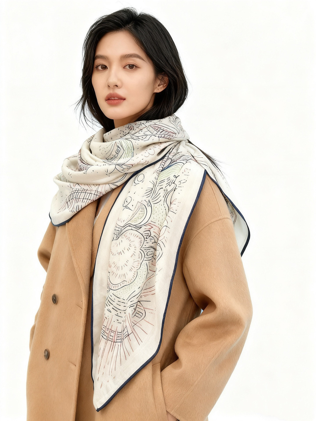 NO:642760,'Being Connected' 140 silk velvet square scarf [140 top velvet double-sided same-color printing] Hand-rolled velvet square scarf (30 silk 70 cashmere) This velvet classic item shows the essence of strong and charming female charm. This 140 silk wool square scarf is innovative, interprets infinite emotions and freedom, and writes personal narrative in a unique way. Size 140 x 140 cm |  Since this square scarf is hand-rolled, the sizes indicated may be slightly different. High version scarf, high version scarf, real silk19860909“正在接通中”140丝丝绒方巾【140顶级丝绒双面同色印花】 手工卷边丝绒方巾（30真丝70羊绒） 这款丝绒的经典单品展现强大而迷人的女性魅力精髓.此140丝毛方巾推陈出新,诠释无限的情感和自由,以别样方式书写个性叙事. 尺寸140 x 140 厘米 | 由于这款方巾采用手工卷边,标示的尺寸或会略有不同.高版本围巾,高版本围巾,real silk,scarf