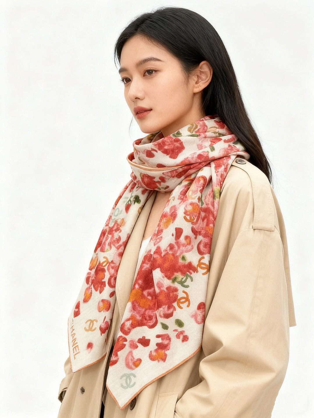 🌸·春日碎花20。 Chanel 140丝绒双面披肩25新款碎花花披肩超级有氛围感135*135cm的大