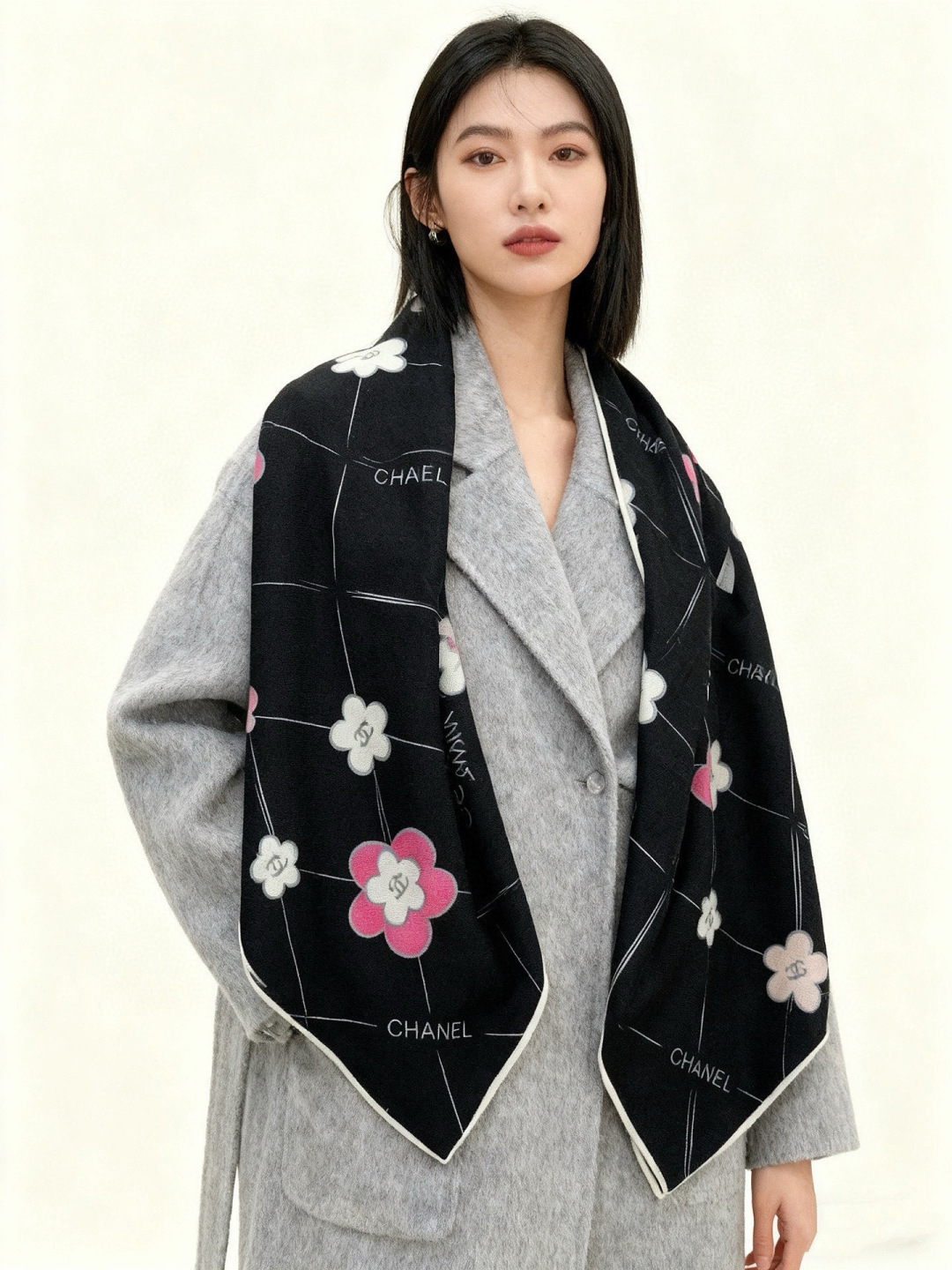 📦新款💖💖🏻🏻【山茶花印花140】140丝绒双面同色印花方巾‼️抢‼️VIP推荐 ‼️下手一定要快【高端