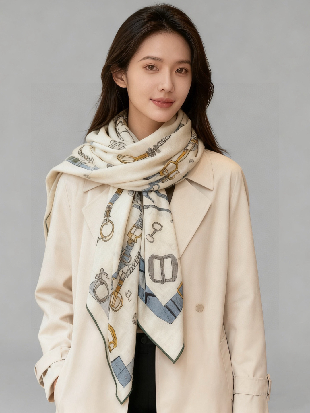 羊绒新款🆕👏👏买了都说好看‼️推荐💕爱马仕双面同色羊绒方巾【跃动的马儿双面同色140】，顶级工艺超值‼️