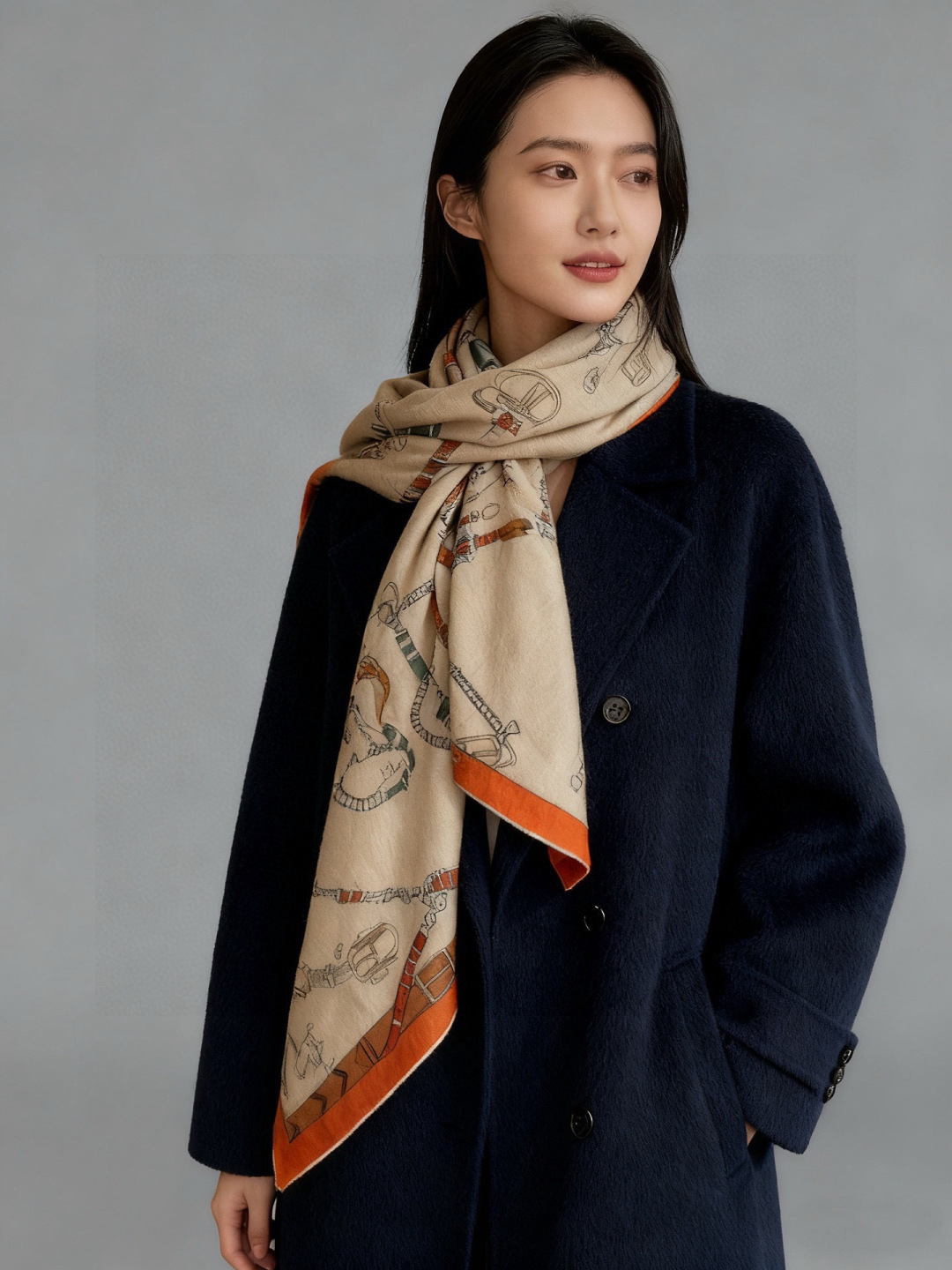 羊绒新款🆕👏👏买了都说好看‼️推荐💕爱马仕双面同色羊绒方巾【跃动的马儿双面同色140】，顶级工艺超值‼️