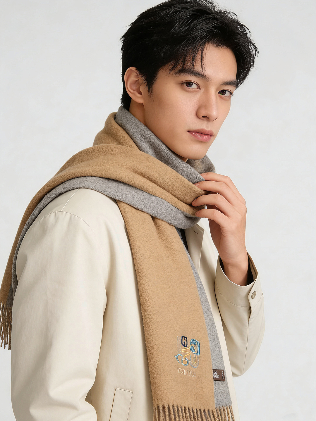 爱马仕👍巴黎时装展商务男士女士羊绒围巾。代工厂臻选上乘的超细羊绒纤维 进行纯手工精梳处理 耗时耗力 再以