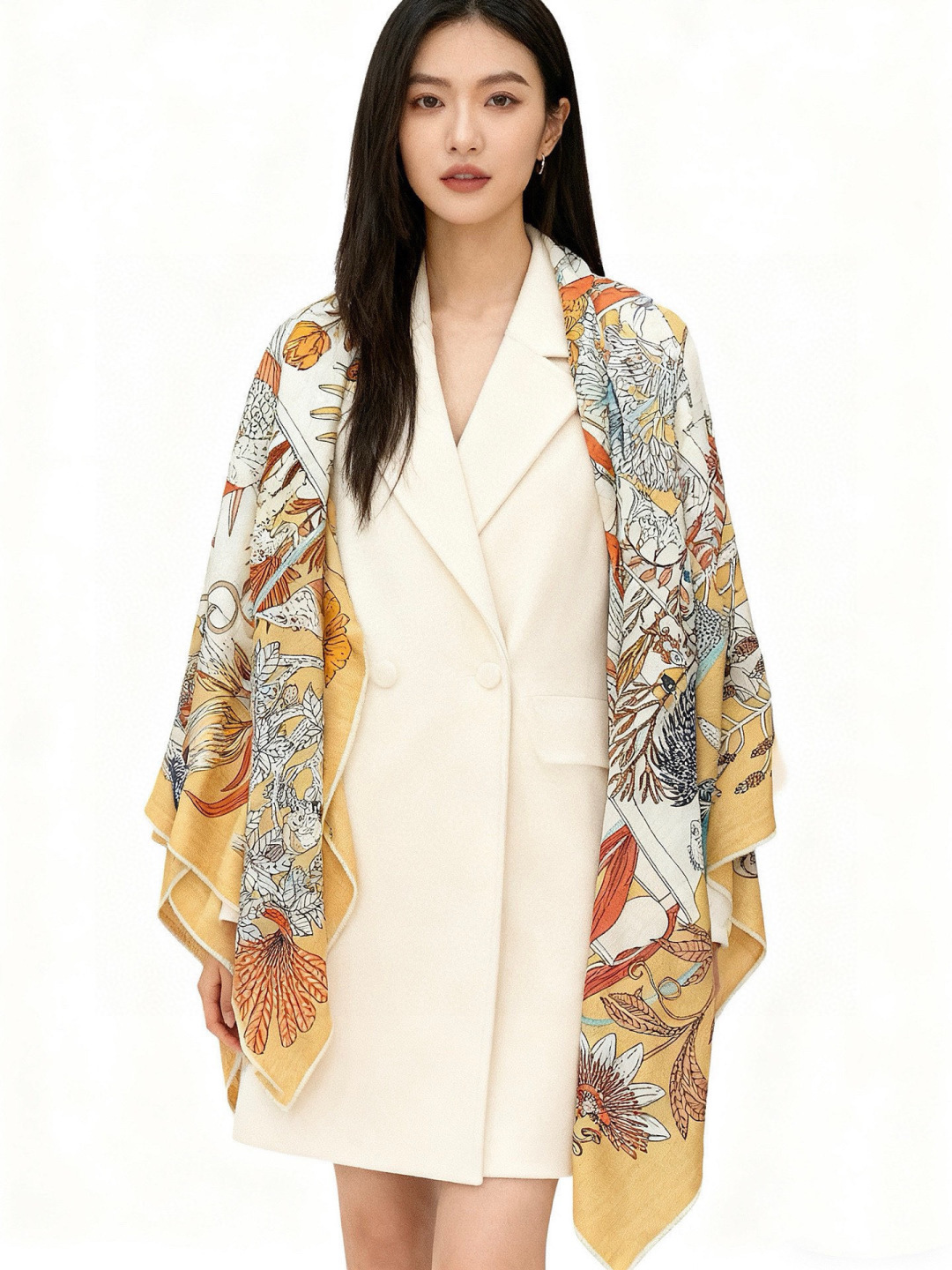 羊绒新款🆕👏买了都说好看‼️推荐💕爱马仕双面同色羊绒方巾，【奇珍乐园双面同色140】顶级工艺超值‼️爱马