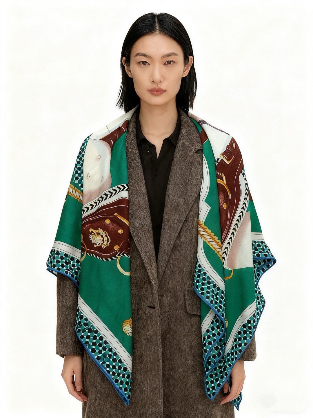 【140顶级丝羊绒双面同色披肩『骏马之城』！！超级气质！！】不仅美有其表，更有好品质与好细节的出彩内质！