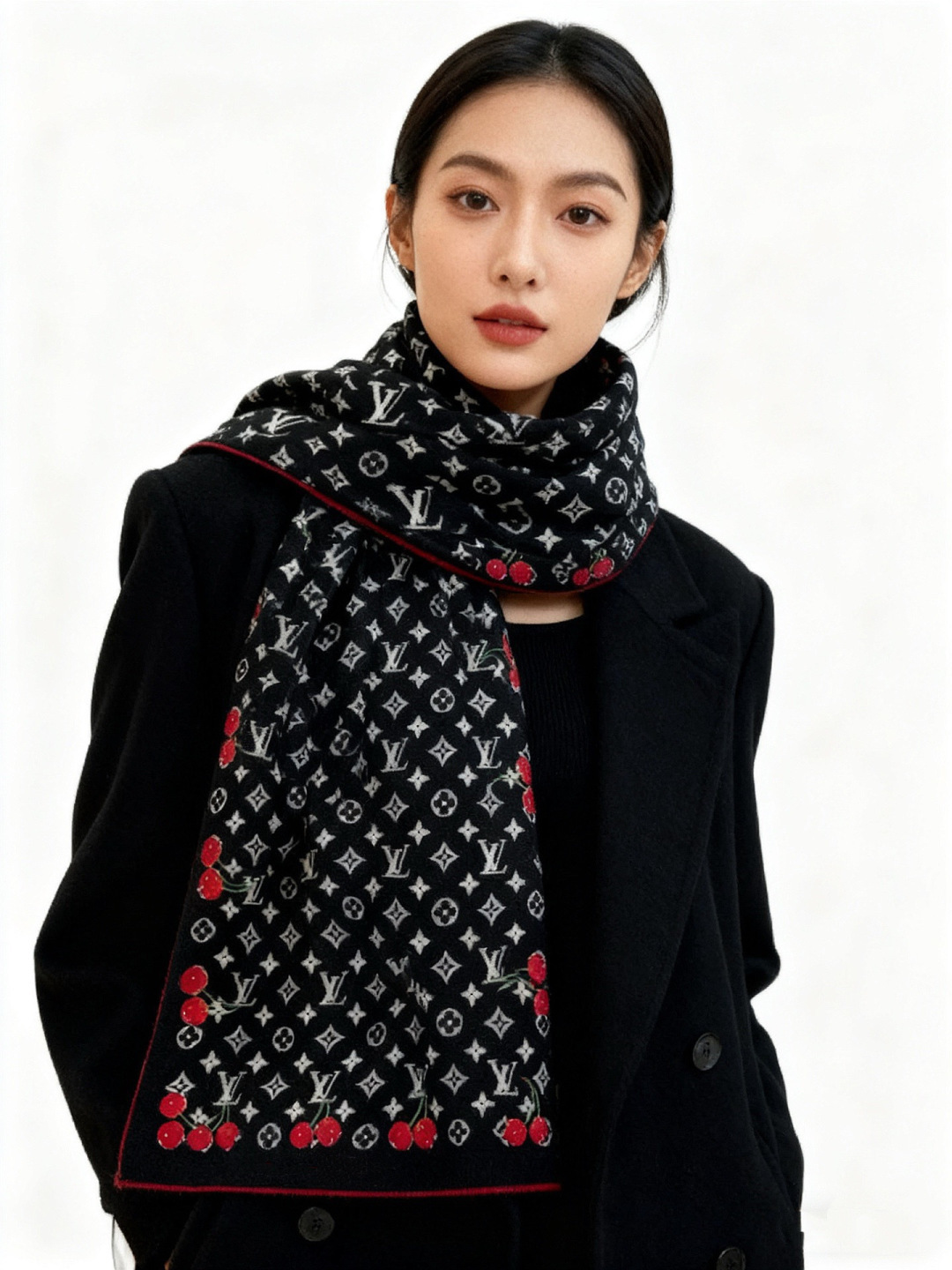 LV X TM MONOGRAMCERISE 140丝绒方巾【140双面丝绒同色】LV × TM Mon